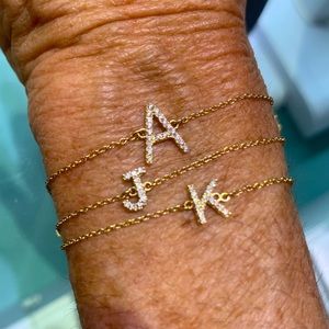 Diamond Initial “A” in 14k Yellow Gold Bracelet